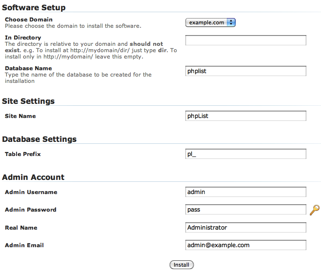 Custom settings for PHPList