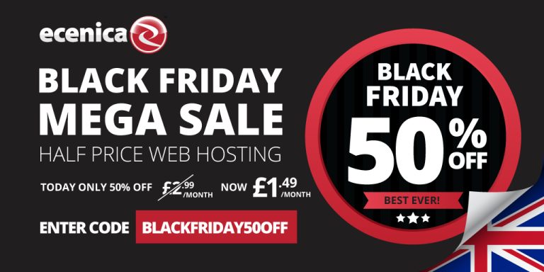 Black Friday Save 50% off Web Hosting. Today only.