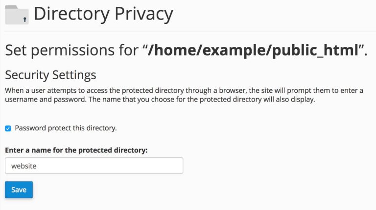 cpanel directory privacy