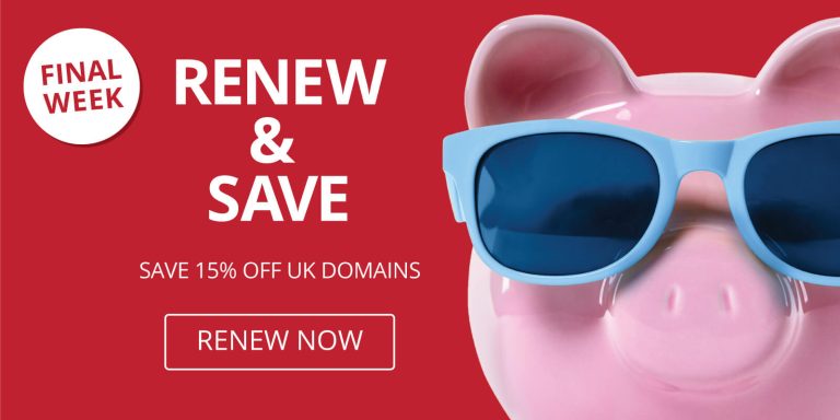 Renew and save on UK domains.