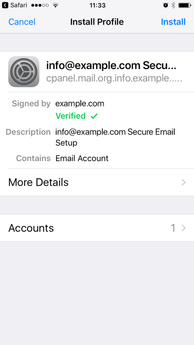 setup email iphone install profile