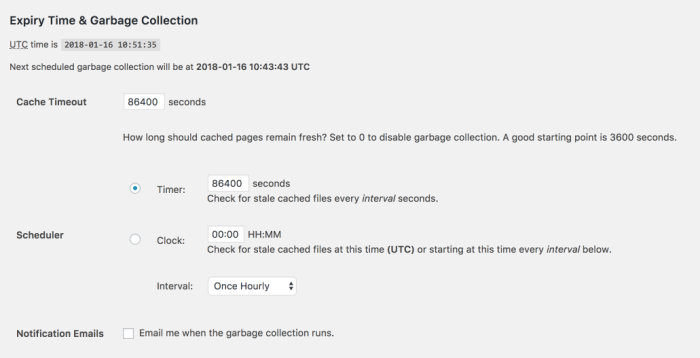 Recommended settings for Cache and expiry in WP Super Cache