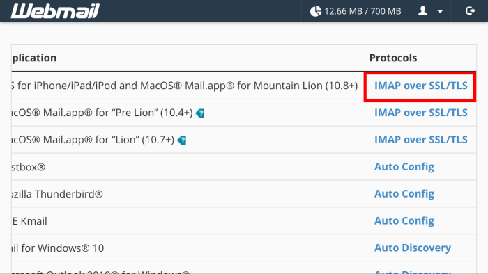 imap over ssl email iphone