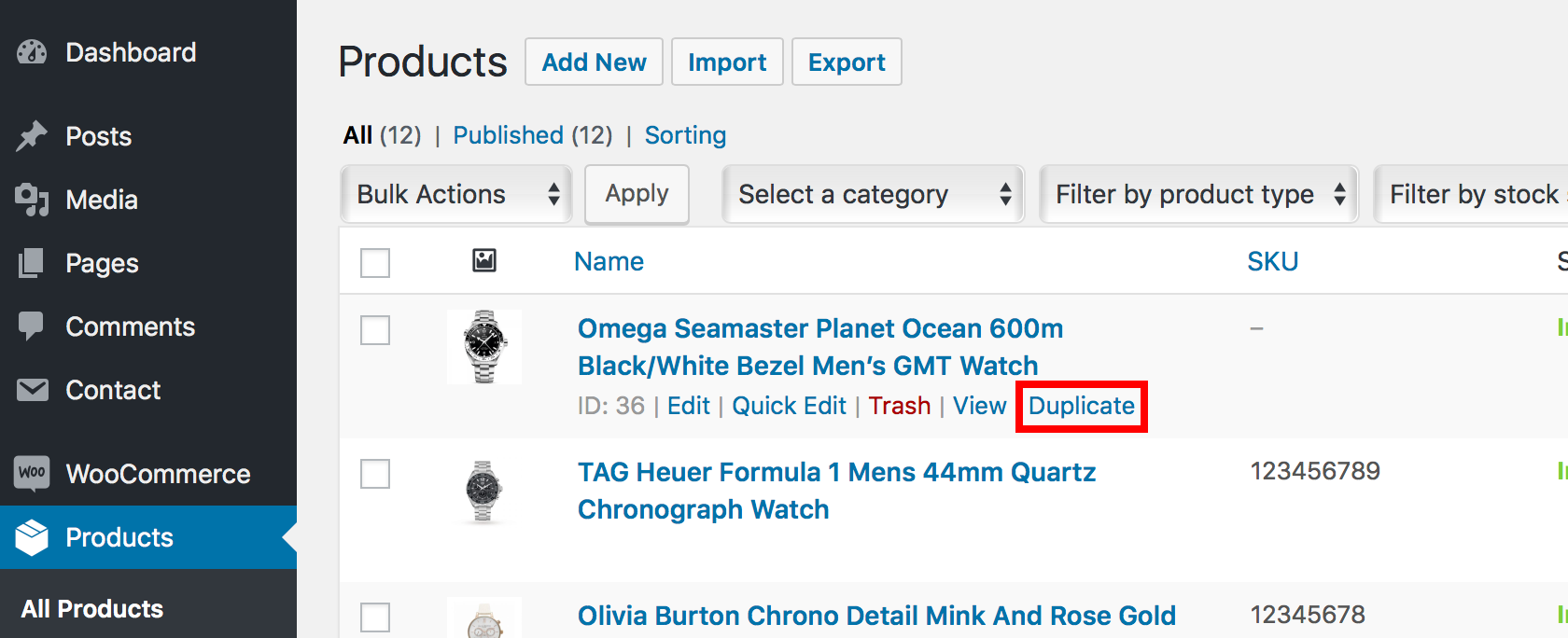 woocommerce duplicate product