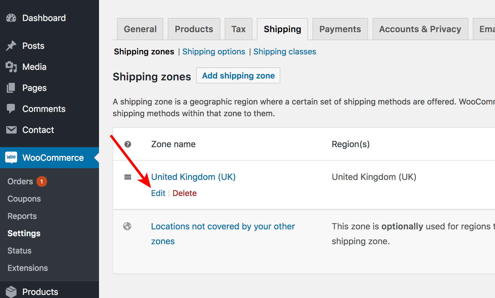 woocommerce shipping class edit