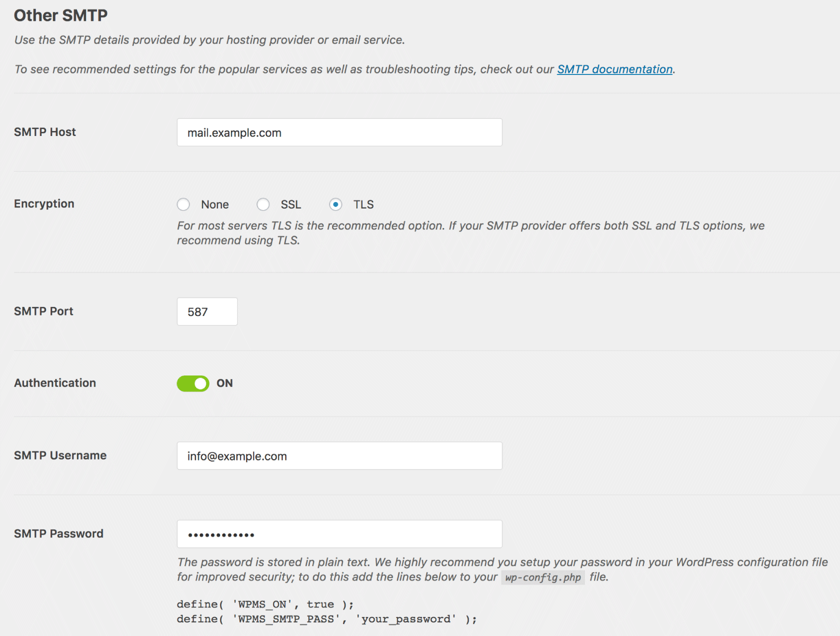 wordpress wp mail smtp details
