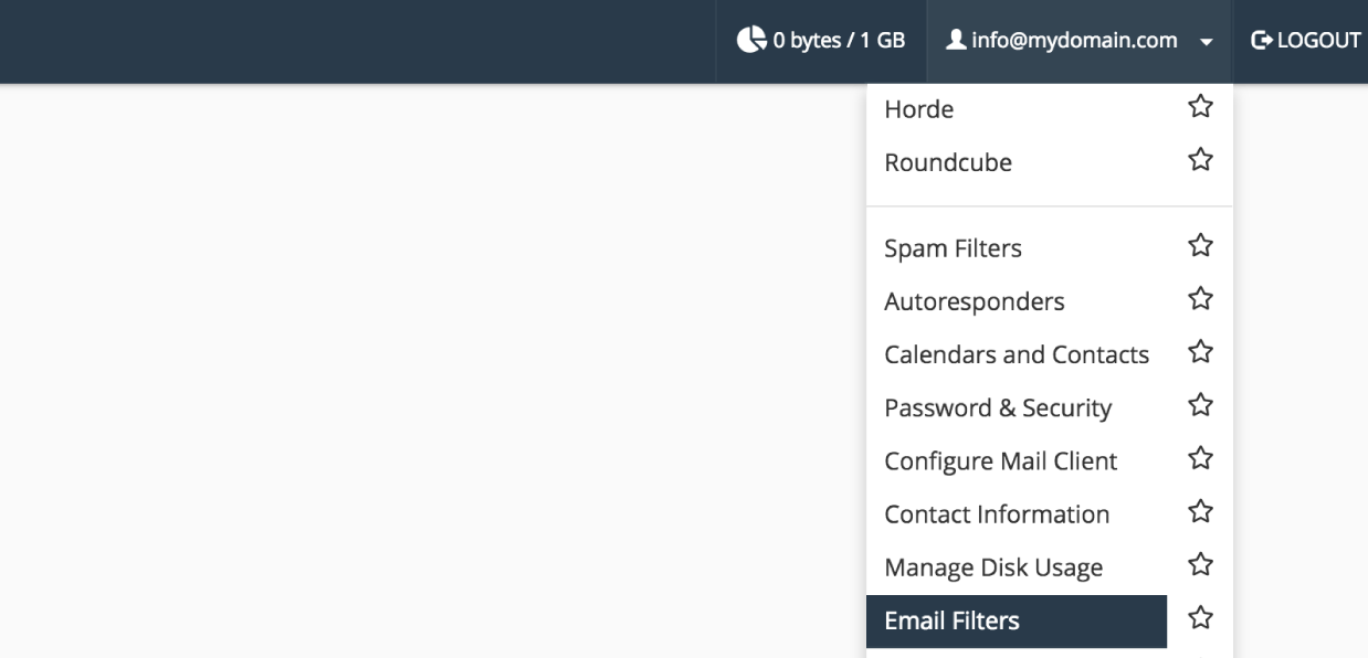 cpanel webmail email filters