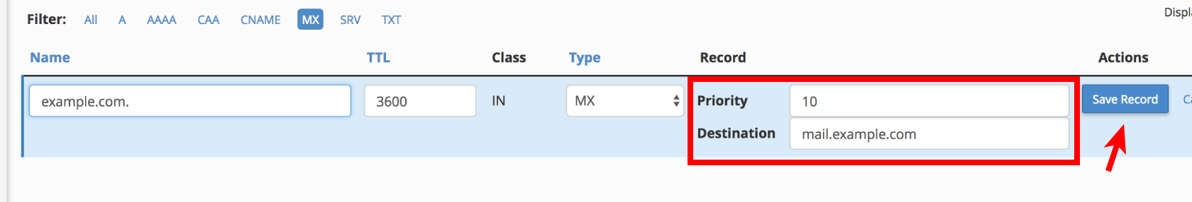 Change MX Records in cPanel 6 Enter new MX record details