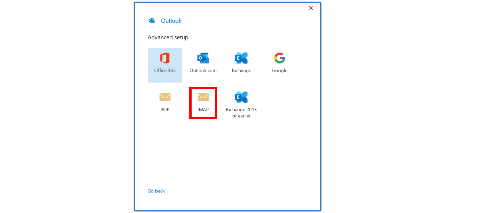 IMAP Outlook setup