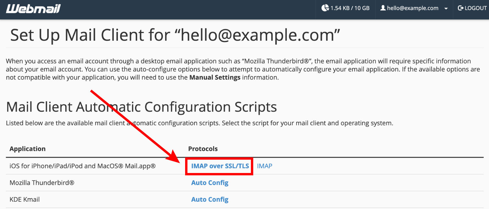 Auto configure your email address in Apple Mail on Mac 6 cpanel configure mail client macos
