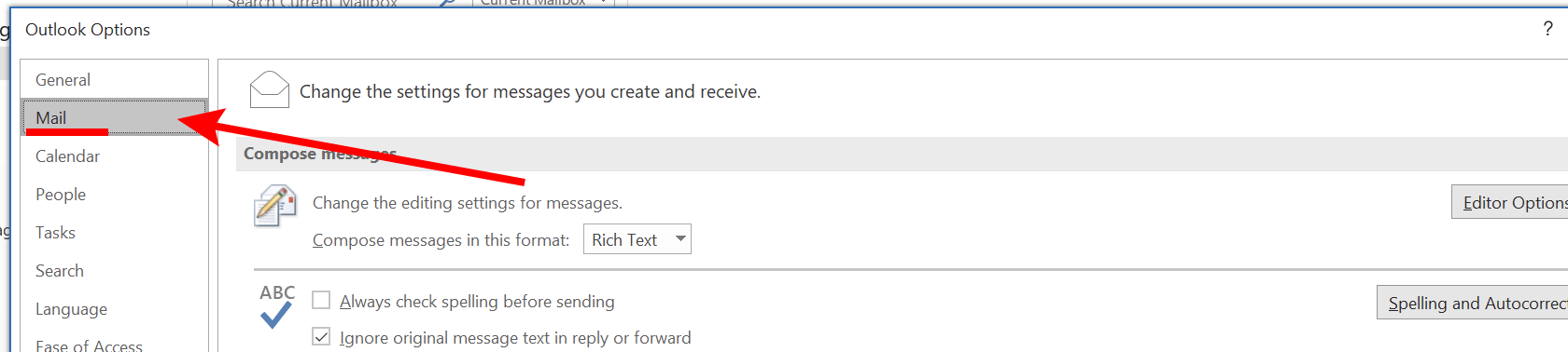 Prevent Sending Winmail.dat Attachments in Outlook 5 Mail tab in Outlook options