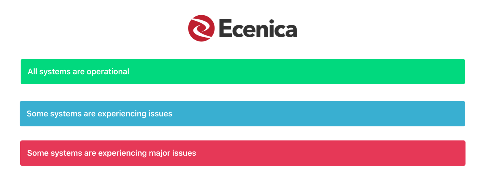 Introducing Ecenica Status our Easier, Simpler and more Secure Service Status Page 5 status page statuses