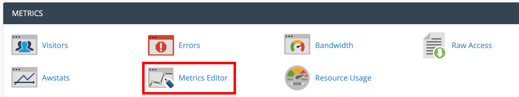 cPanel Metrics Editor button