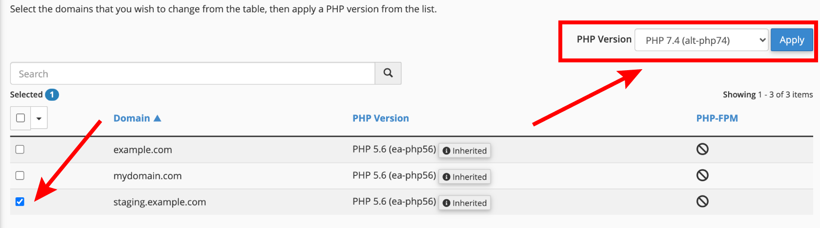 Using multiple PHP versions on one account on Ecenica Cloud Servers with cPanel WHM 5 Changing domain PHP version in cPanel
