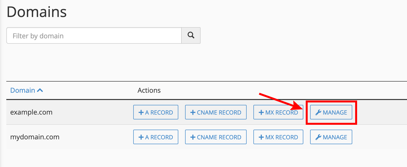 cPanel Manage DNS zone records