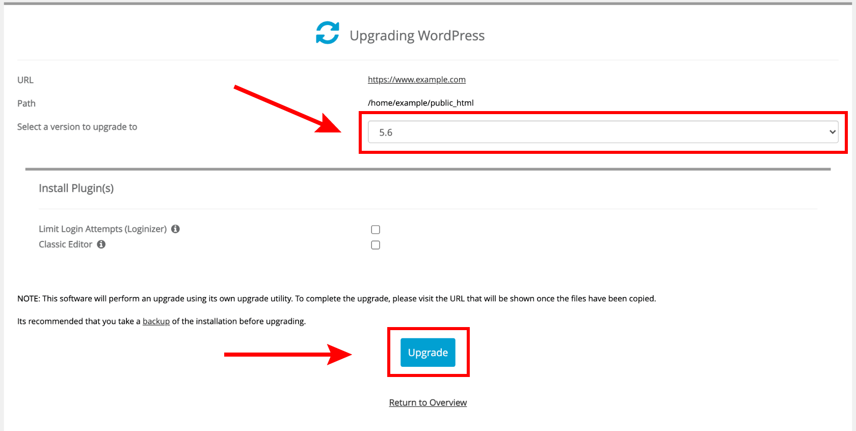 Upgrade WordPress via WordPress Manager 7 wordpress mananger upgrade version