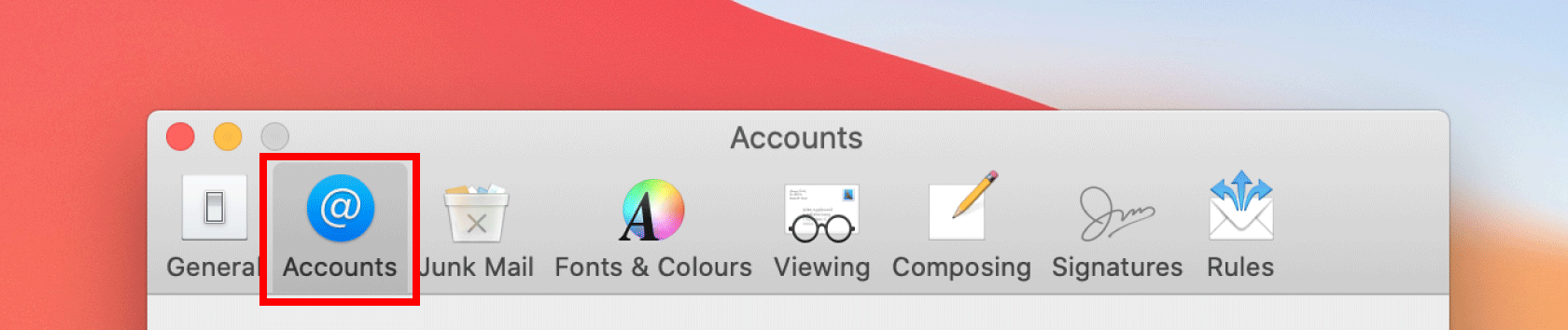 mac mail accounts tab