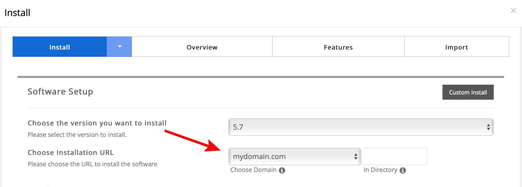 WordPress Install Select Domain