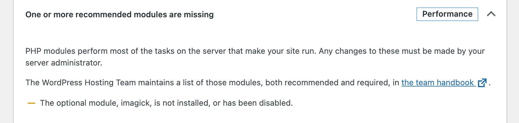 WordPress imagick is not installed warning