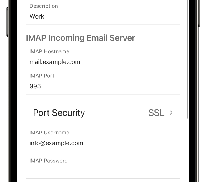 Set up Ecenica Email in Outlook for iOS mobile app 9 outlook ios imap details