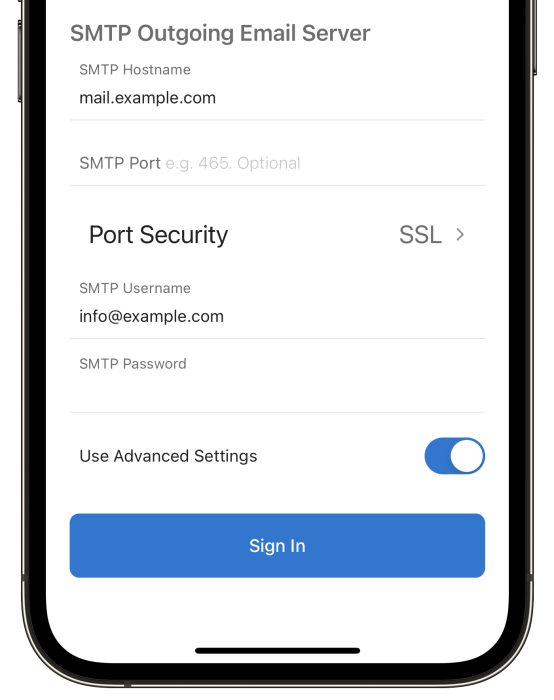 Set up Ecenica Email in Outlook for iOS mobile app 10 outlook ios smtp details