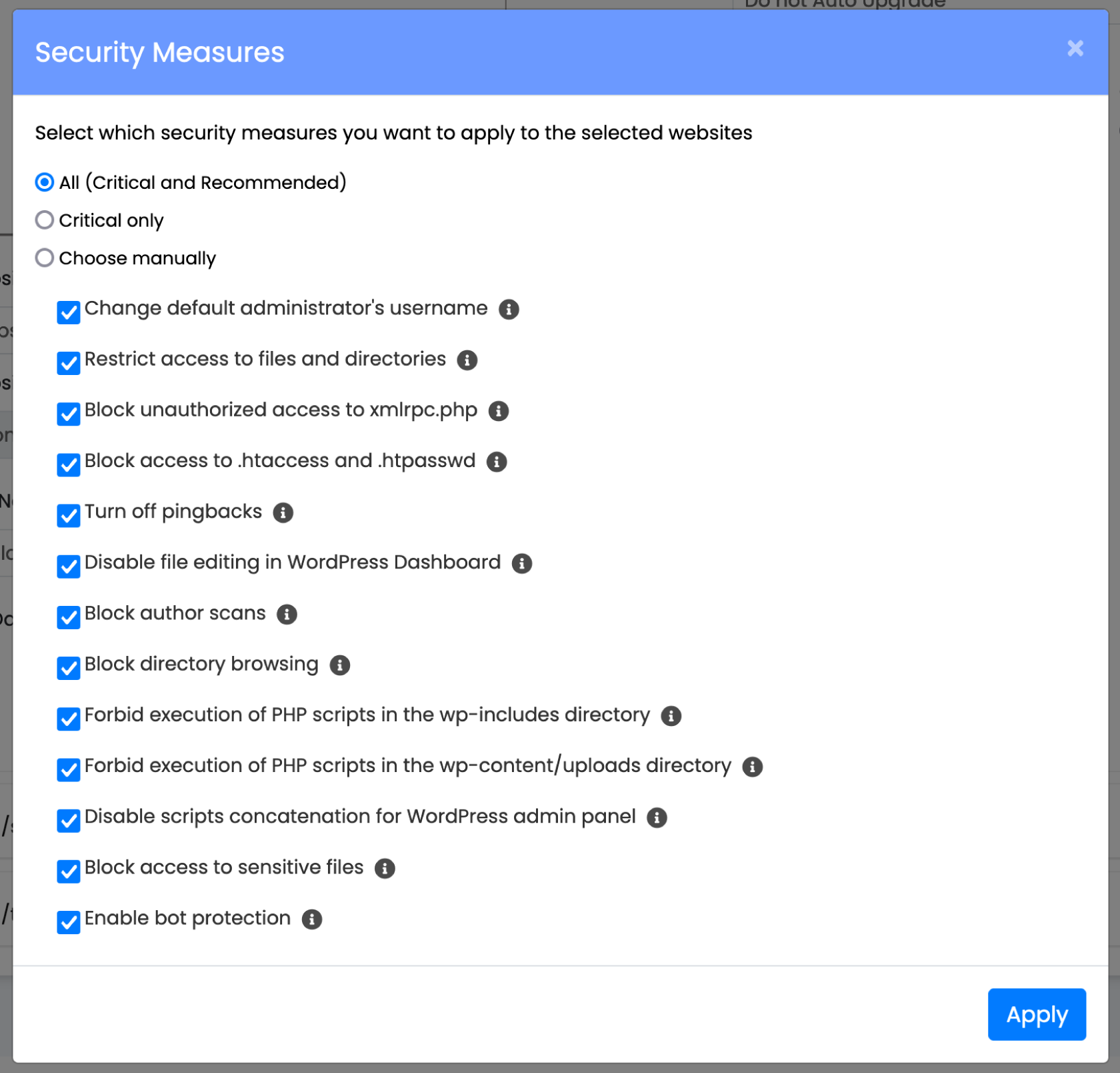 Add additional Security Measures to your WordPress site 6 WordPress Manager Security Measures