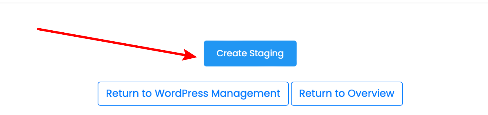 Create WordPress Staging button