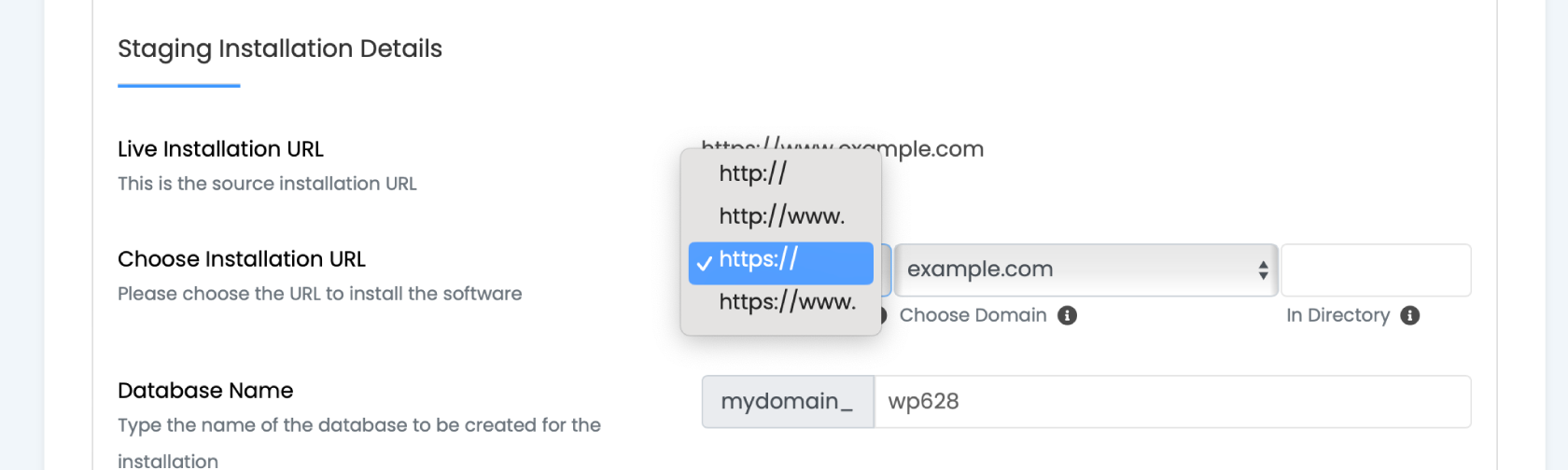 How to Create a Staging WordPress Site 10 Select the secure https protocol for your staging site