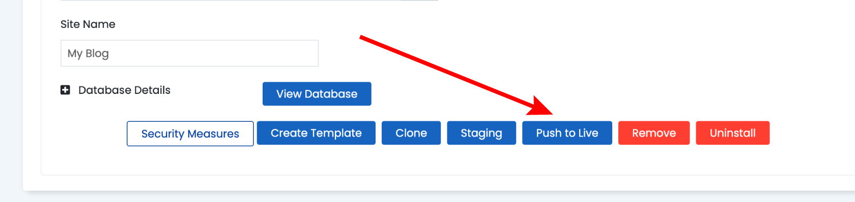How to Push your WordPress Staging site to Live 6 WordPress Manager staging push to live button