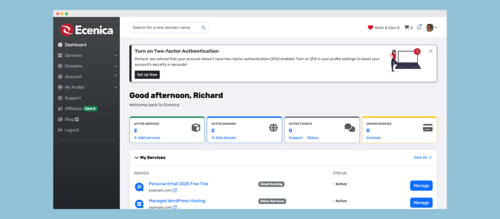 ecenica dashboard