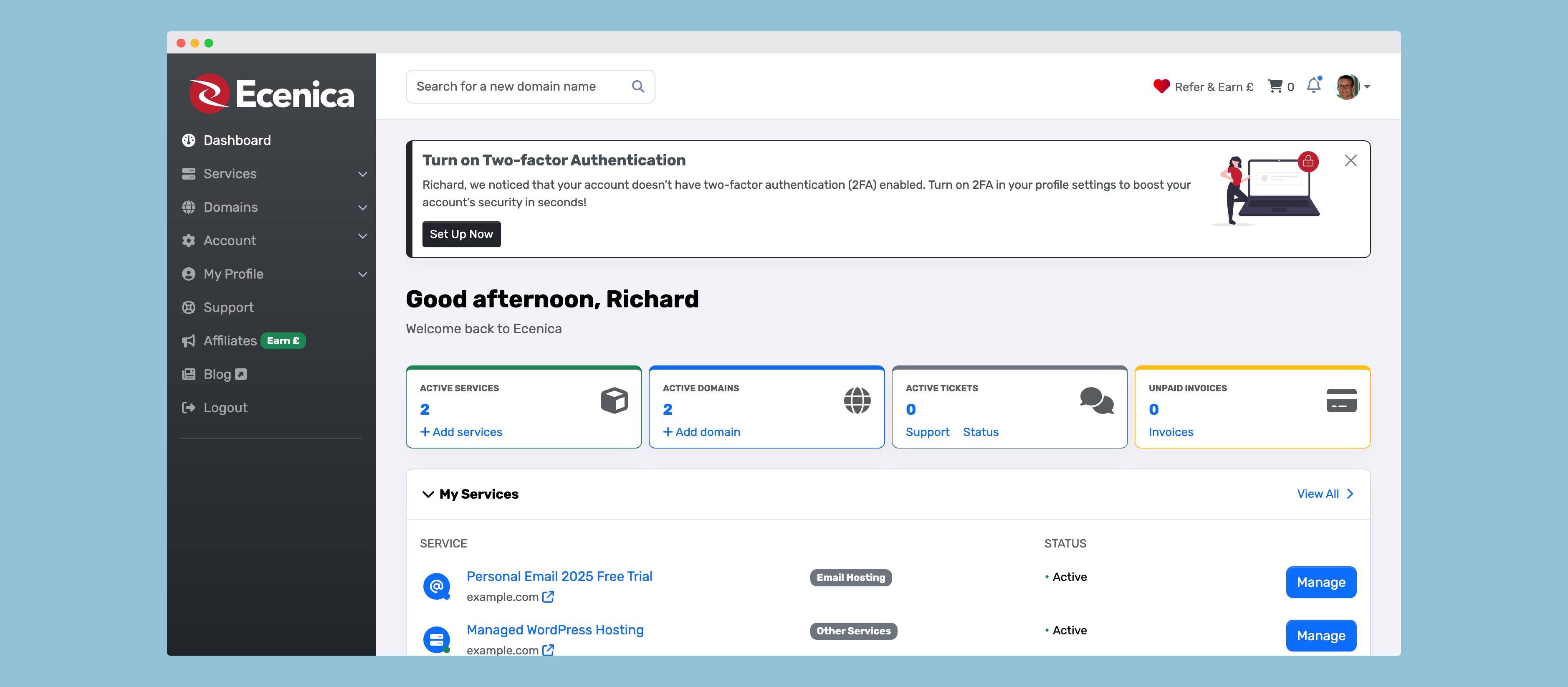 ecenica dashboard