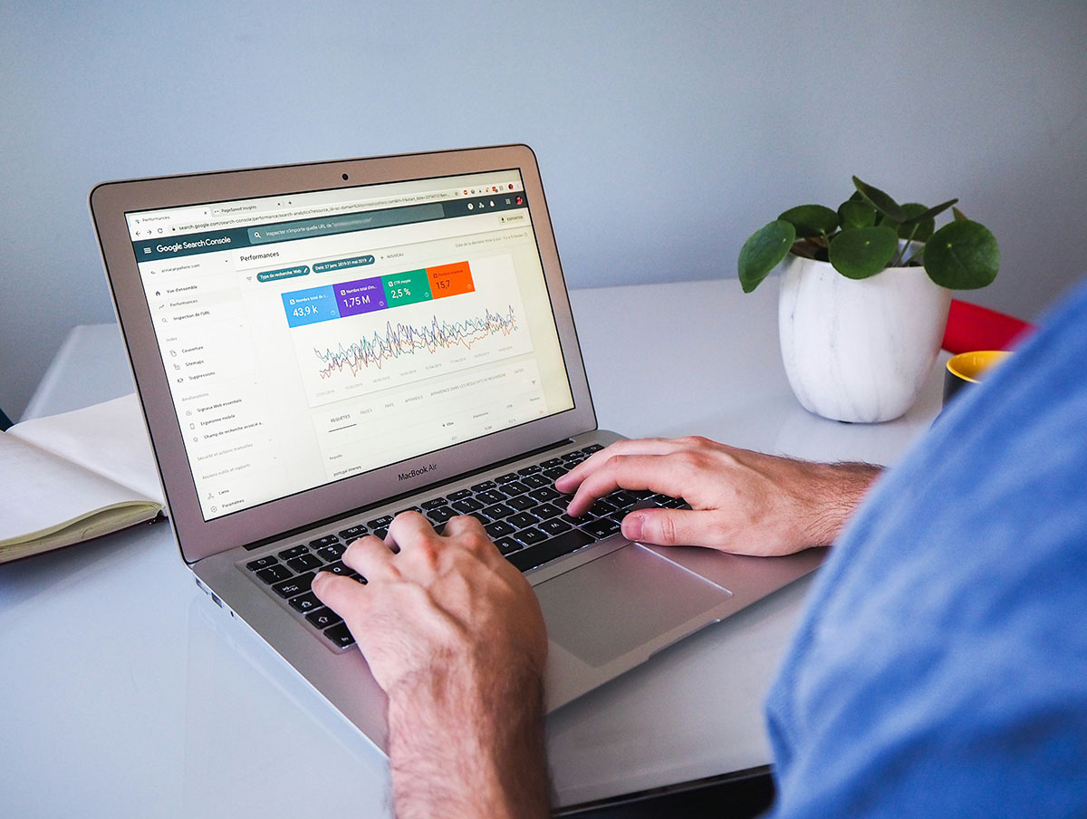 Google Analytics dashboard on a laptop