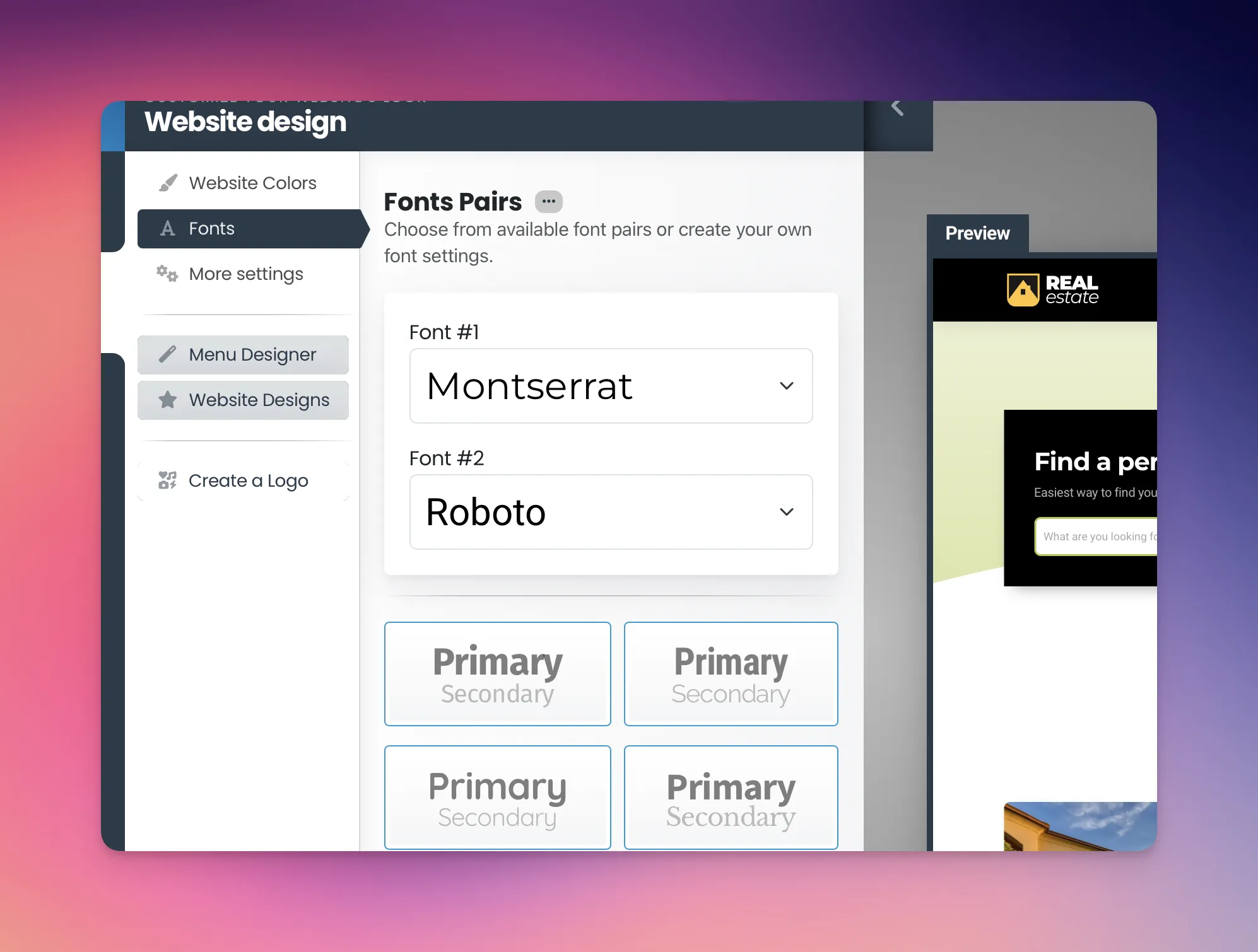 Choose from a range of fonts and find the perfect match