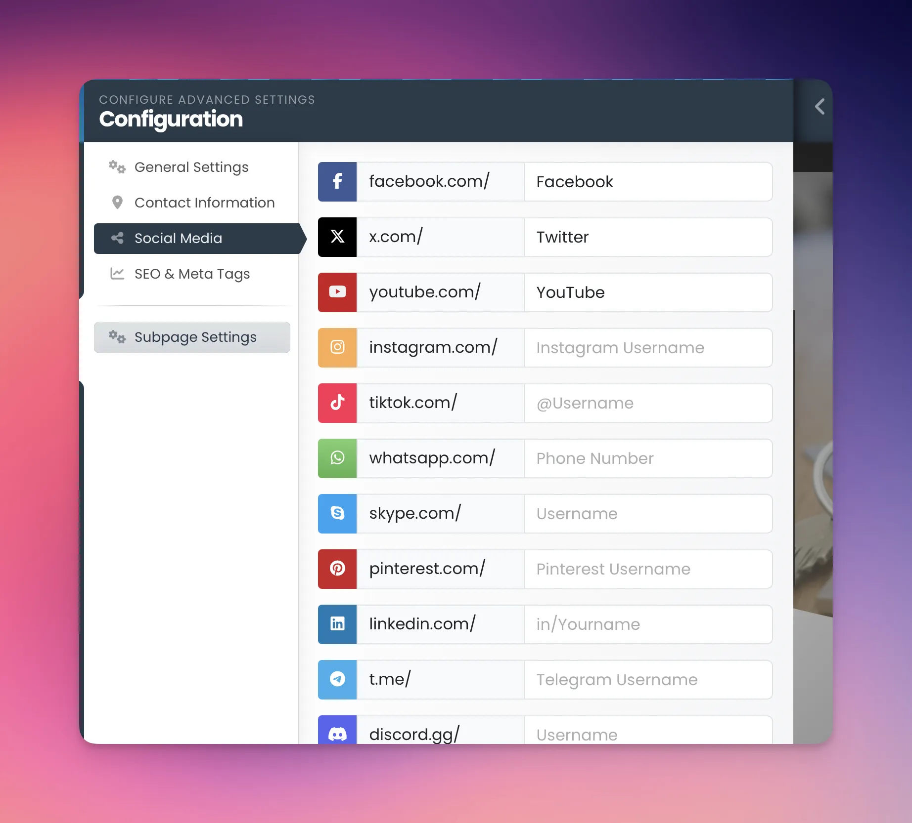 Link to your social media profiles