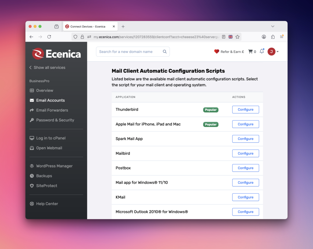 Ecenica Dashboard Easy Email App Setup@2x