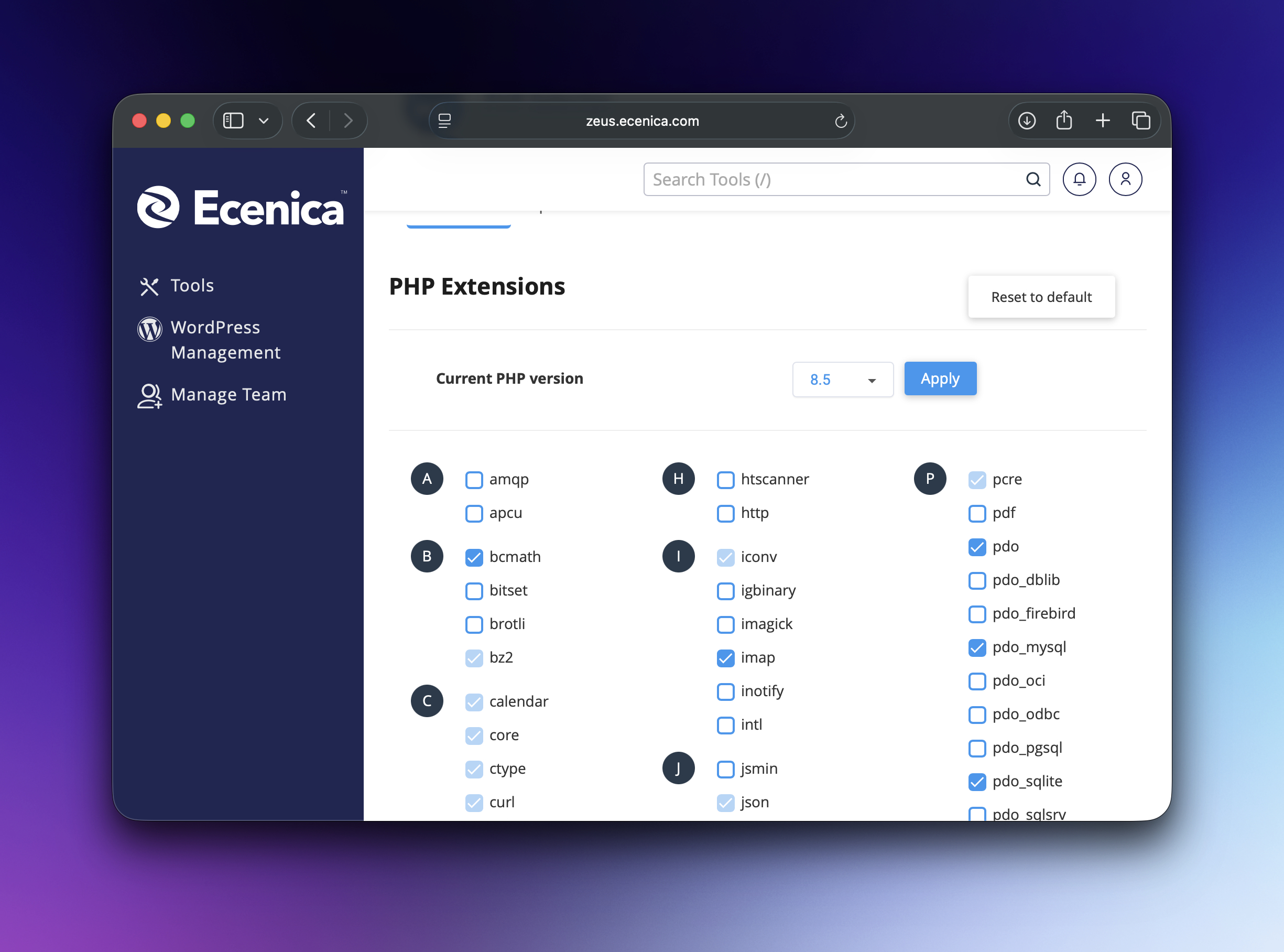 ecenica shared hosting php8 5 extensions 69cae3f0c4dc1