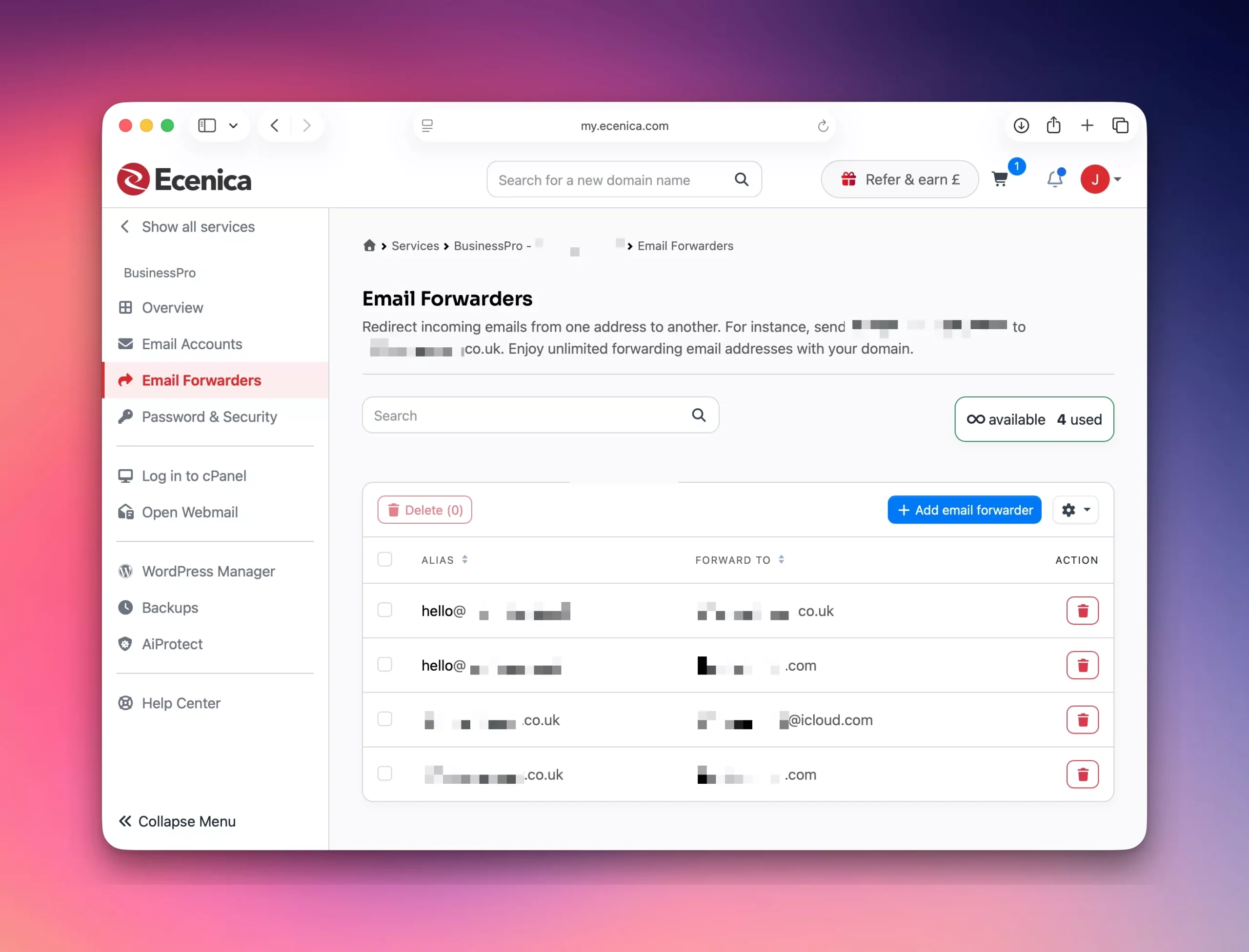 new email forwarding ui with search scaled