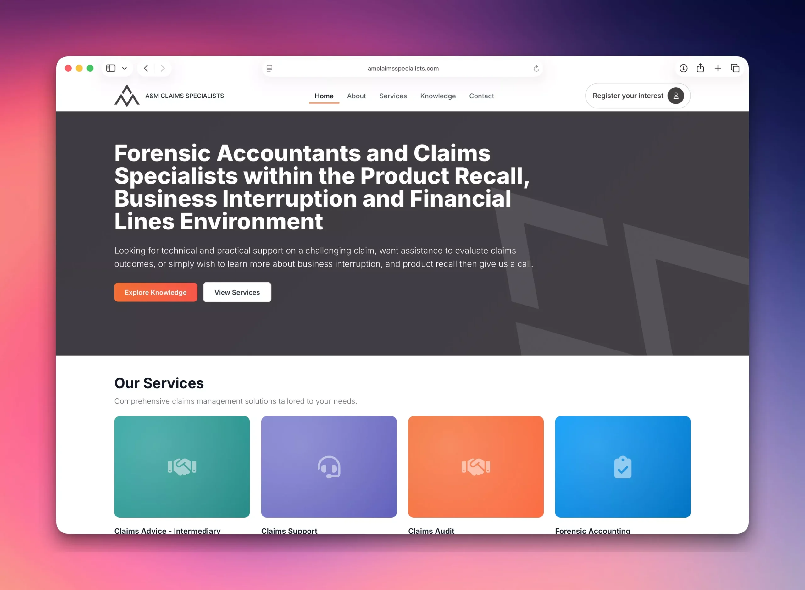wordpress hosting web design amclaims homepage scaled