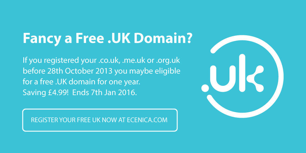 Fancy a Free .UK Domain? - register your free .uk domain name now at Ecenica.com