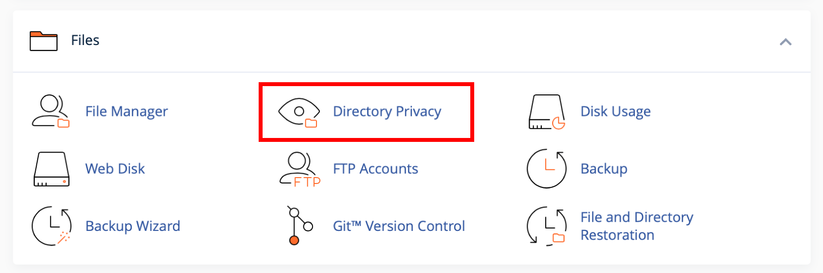Directory Privacy button in cPanel