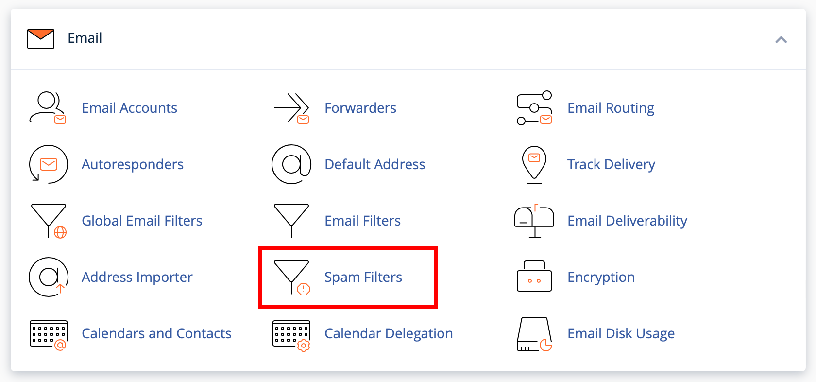 Spam Filters button in cPanel