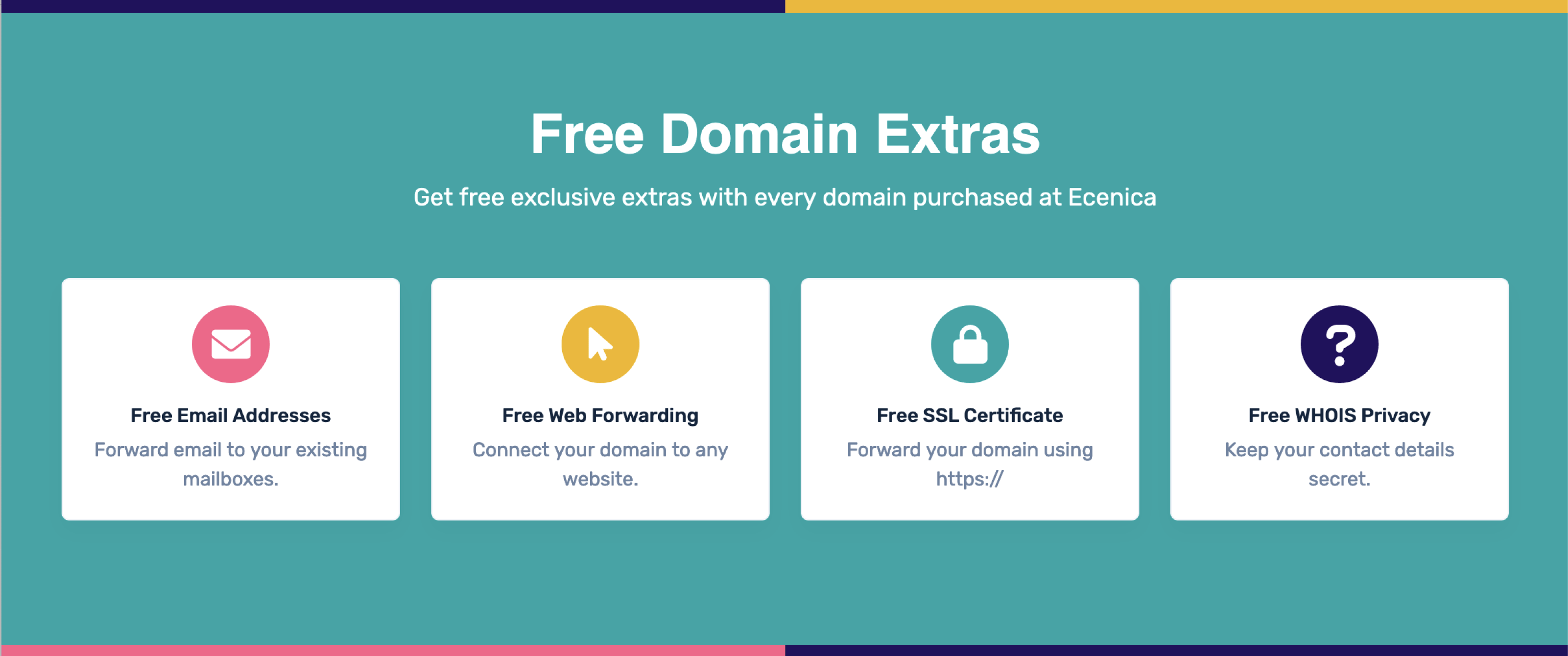 Free Domain Extras Included with every Ecenica domain registration.